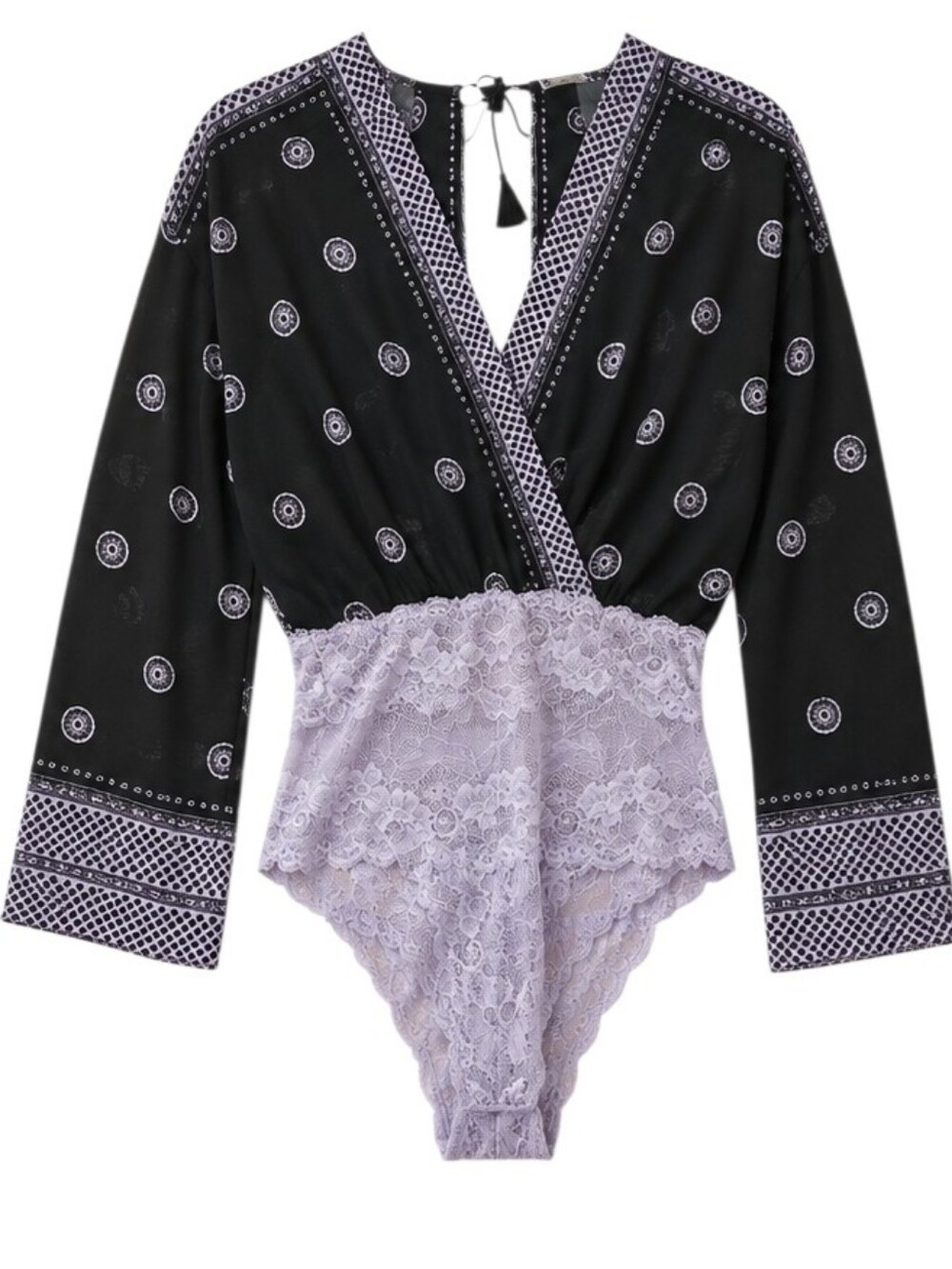 Free People Intimately "On Board Bodysuit" Black & Lavender  Small - Picture 5 of 8